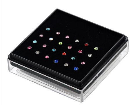 LOT24pcs 316L Surgical Steel Crystal Rhinestone Nose Ring Bone Stud Stainless Steel Body Piercing Jewelry Free postage