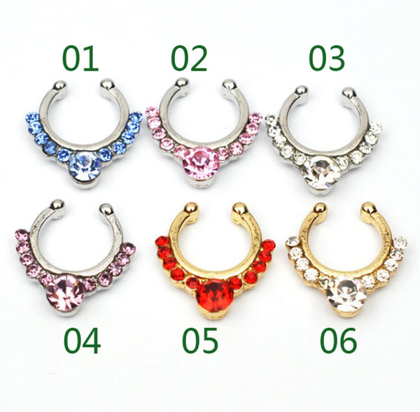 D0611 ( 6 colors ) Nose Ring nose hook Nose Rings Body Piercing Jewelry Fake Septum Clicker Non Piercing Hanger Clip On Women Body Jewellry