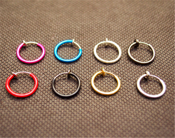 2017 New 1 PCS Clip on Boby Nose Lip Ear Fake Piercing Rings Stud Punk Goth False Hoop Earrings Septum Factory Wholesale