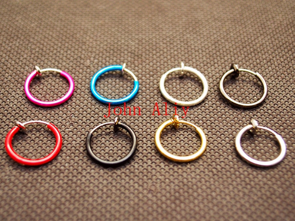 Clip On Fake Nose Hoop Ring Ear Septum Lip Navel Earrings Body Non Piercing Black Jewelry Drop Shipping Christmas Gift Wholesale