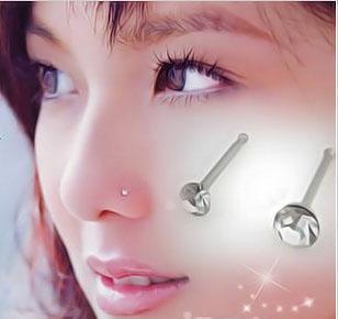 60pcs lot 2mm Nose Ring Fashion Body Jewelry Nose Stud Stainless Surgical Steel Nose Piercing Crystal Stud QY