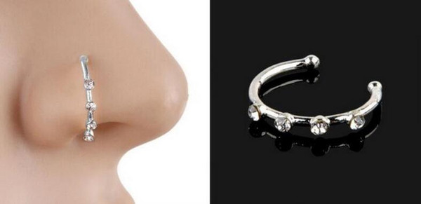 Wholesale crystal rhinestone stainless steel nose ring, body puncture bone nail jewelry, free shipping 1