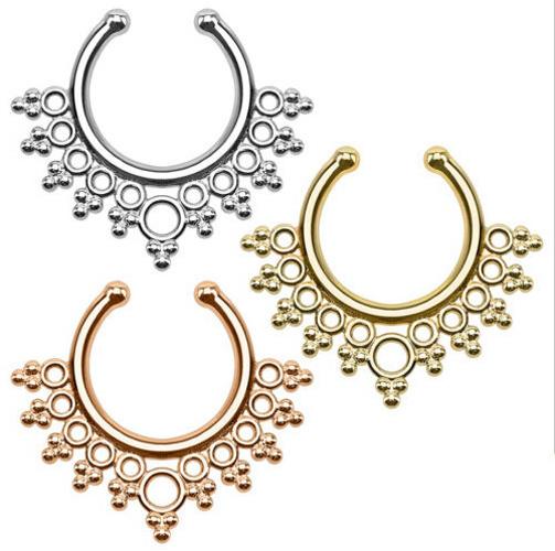 New Arrival Pierced Round Nose Hoop Nose Rings Fake Septum Clicker Non Piercing Hanger Clip On Jewelry Piercing Jewelry