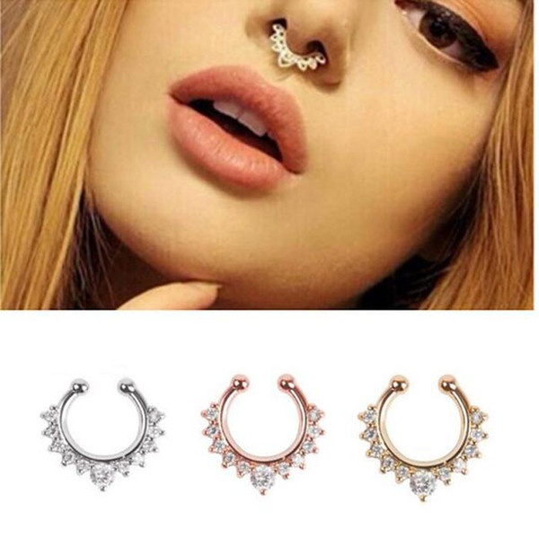 New Arrival Alloy Nose Hoop Nose Rings Body Piercing Jewelry Fake Septum Clicker Non Piercing Hanger Clip On Jewelry