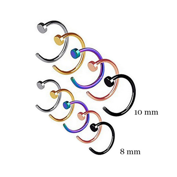 New Punk Surgical Steel Nose Hoop Ring Studs Fake Nose Ring Non Piercing Lip Ring 8mm 10mm 6 Colors In stock Wholesale