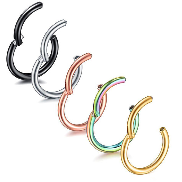 Colorful Closed loop Nose Ring Lip Ring Nose Clip Piercing Nose Hoop Rings Earrings ear clip body jewelry