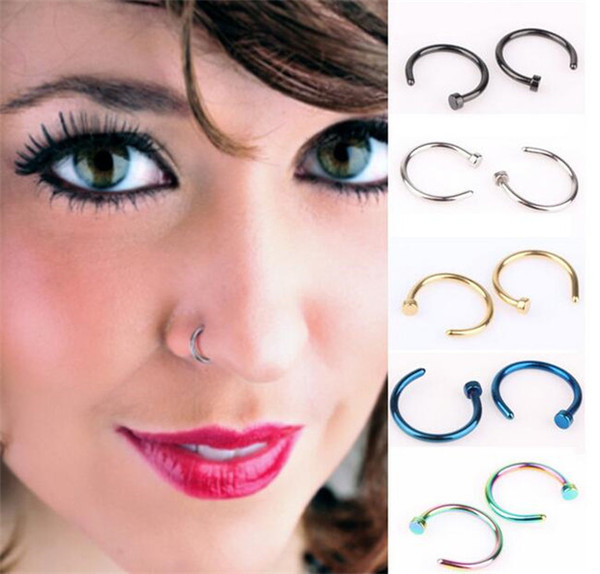 New Fashion Nose Rings Body Piercing Jewelry Women Lady Stainless Steel Nose Studs Open Hoop Rings Perfect Gift DCBJ1064