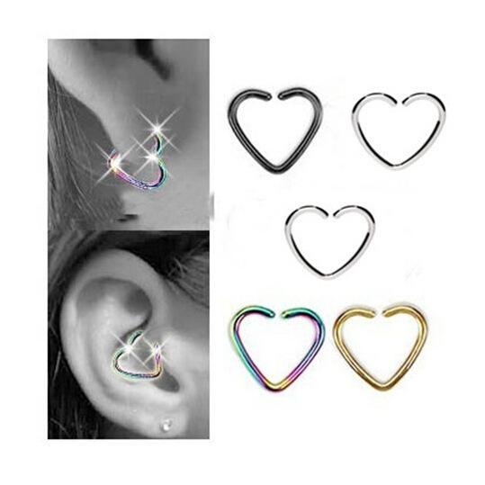 Fashion Hot 50pcs/lot Wholesale Fake Nose Rings and Studs Charm Heart Body Jewelry Falese Ear Studs