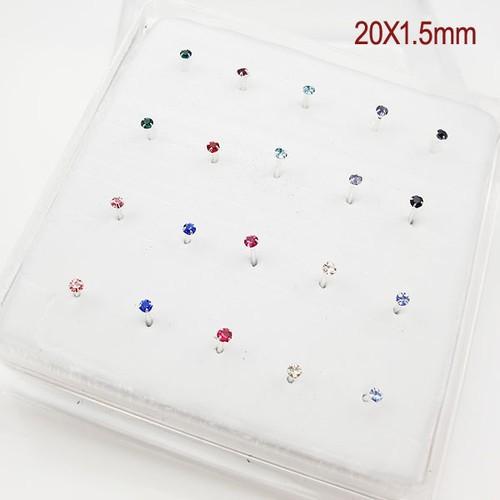 925 Sterling Silver Nose Stud With 1.5mm Crystal Nose Ring 1set 20 pcs Wholesale