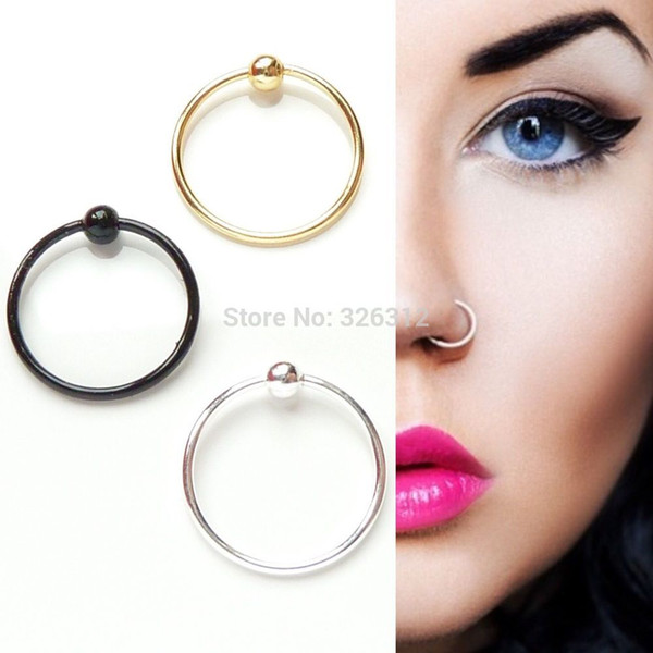 Wholesale 316L Steel Ball Nose Ring Open Nose Ring Surgical Eyebrow Fake Nose Ring Stud Cartilage Ring Piercing Ring Seamless Endless Tragus