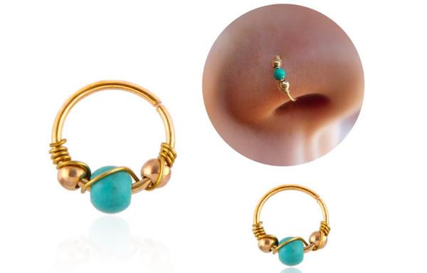 Foreign Trade Fashion Hot Selling Explosive Turquoise Wound Nose Ring Nasal Nail Ear Bone Nail Human Puncture Jewelry