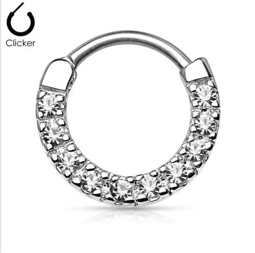 16G Stainless Steel CZ nose hoop ring Piercing Segment Ring Body Jewelry wholesale Nipple ring