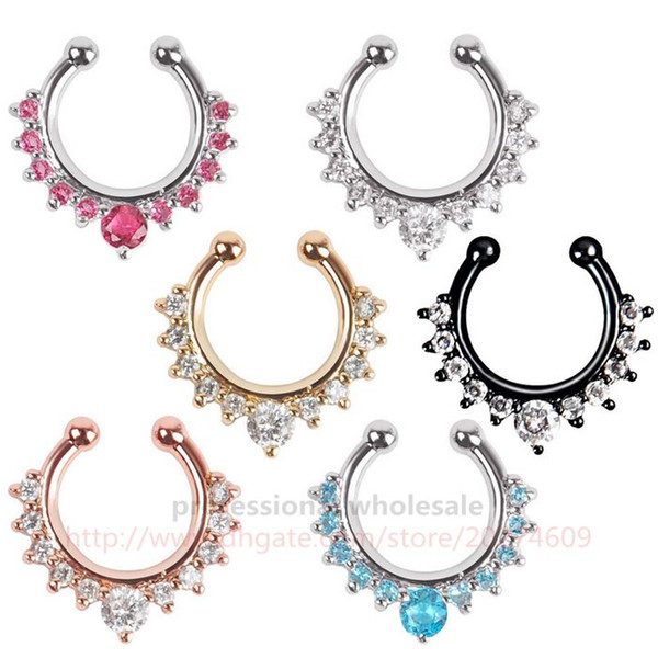 Hot New Arrival Fashion Gift Body Jewelry Multi Color Crystal Nose Rings Studs For Man Woman