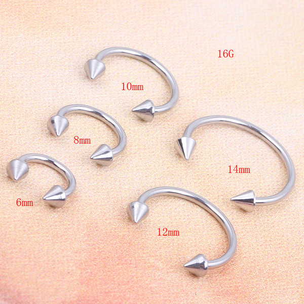 wholesale Steel Piercing Horseshoe 16G 6-14mm Silver Barbells Horseshoe Lip Nose Eyebrow Septum Ring Nipple Penis Body Piercing