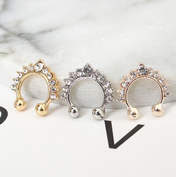 12 pcs fashion body jewelry nose ring stud gold silver rose gold rhinestone nose jewelry tattoo charm nose circle