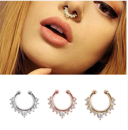 Women Nose Rings Gold Silver Plated Crystal C Shape Nose Ring Studs Body Piercing Jewelry BD005