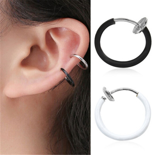 2017 New 1PCS Clip on Boby Nose Lip Ear Fake Piercing Rings Stud Punk Goth False Hoop Earrings Septum Factory Wholesale