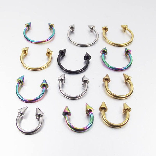 100 Pieces Gold Silver black Surgical Stainless Steel Circular Barbells Horseshoe Nose Ring Lip BCR Body Piercing Jewelry