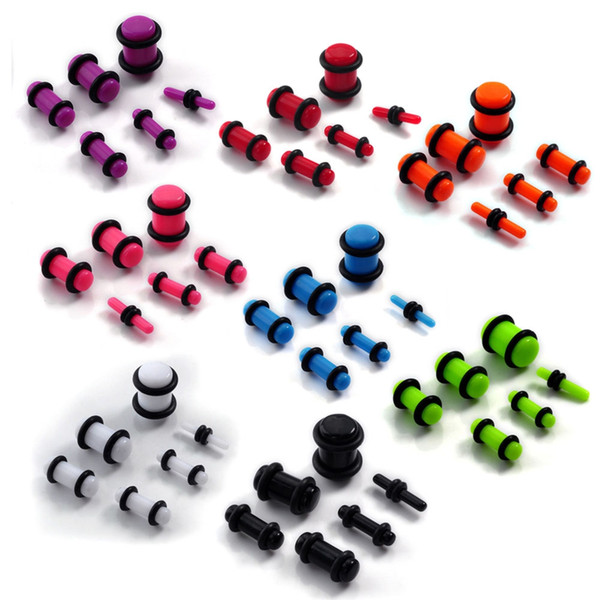 Multicolors 12pcs/Set Acrylic Ear Tapers Expander Stretcher Ears Plugs Flesh Tunnels Piercings 2-8mm Body Jewelry For Women