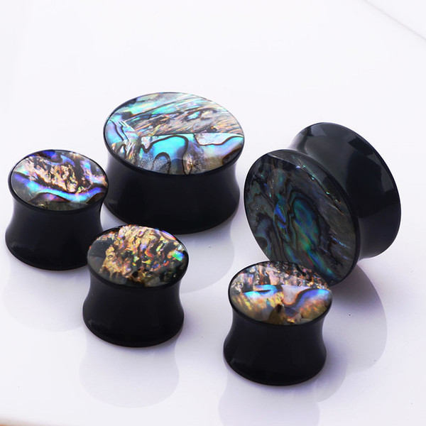 1Pair Vintage Acrylic Ear Tunnel Plugs Trendy Abalone Shell Gauges Plugs Expanders Body Piercing Jewelry For Women Female 8-20mm