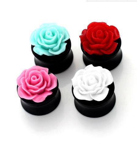 Europe and the United States sell like hot cakes five exquisite fashion color roses black acrylic ear auricle enlargement