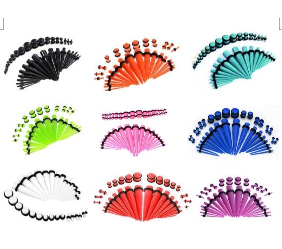 36pcs Taper Kit with Plugs Taper Stretching Kit 14G-0G with Acrylic Plug Kit 10G-00G 36 Pieces