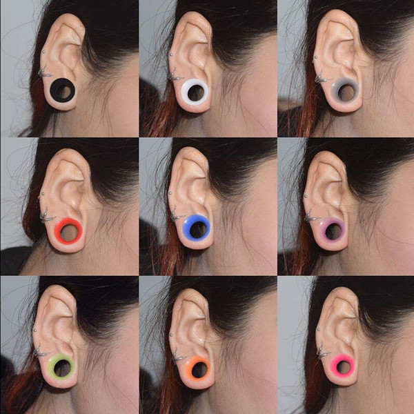 100Pcs/lot Ear Gauges Soft Silicone Ear Plugs Ear Tunnels Body Jewelry Stretchers Multi Colors Size from 3-25mm