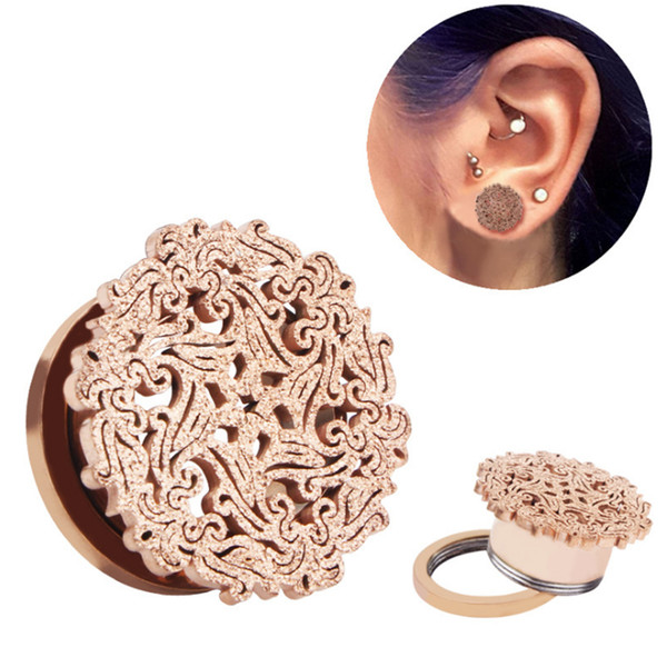 New Hot Sale Ear Tunnel Plug Gauge Screw Silver Ear Stretcher Expander Charm Flowers Flesh Fashion Sexy Body Piercing Jewelry