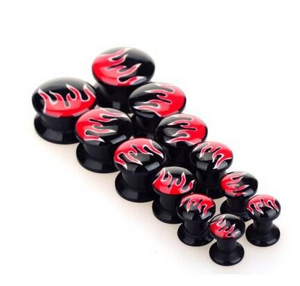 New Arrival 5-14mm Flame Logo Steel Ear Plugs Fashion Stainless Steel Puncture Ear Piercing Plug for women party tunnels jewelry