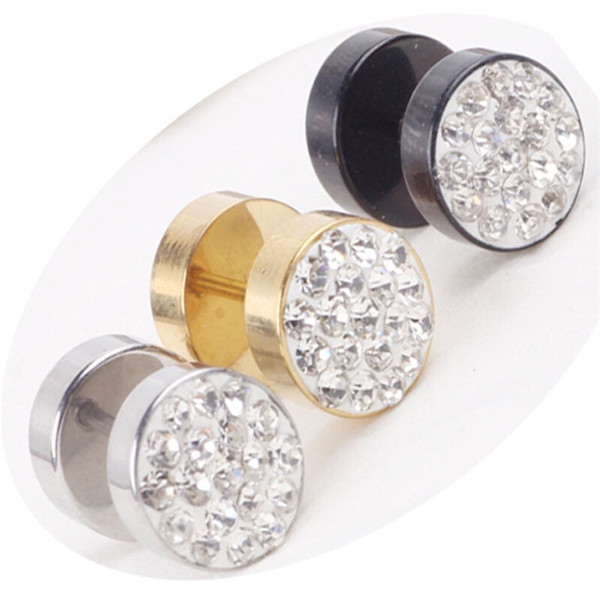 2016 fashion Silver black gold barbell clear cz gem gauge plug and tunnel tragus helix cartilage ear piercing stud body jewelry