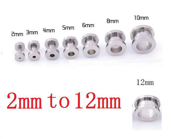 Sliver Stainless Steel Ear Plugs Gauge Body Jewelry Pierceing Surgical Steel Ear plugs tunnels 2mm To 12 mm ak104