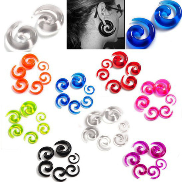 12Pcs/set Acrylic Spiral Ear Stretching Tapers Body Jewelry Mix Lots 2-8mm Acrylic Ear Tapers Fake Ear Expander Plug Tunnel Kit