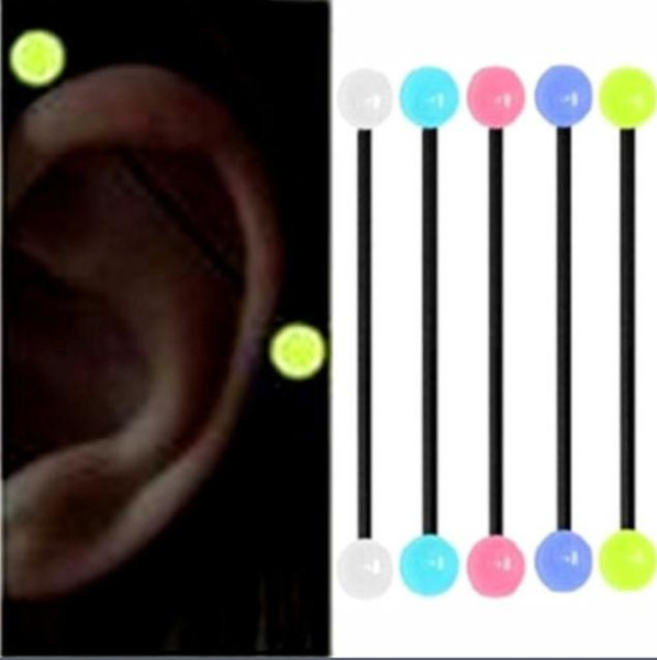 glow in the dark acrylic industrial bar scaffold ear barbell ring piercing sexy earring body jewelry