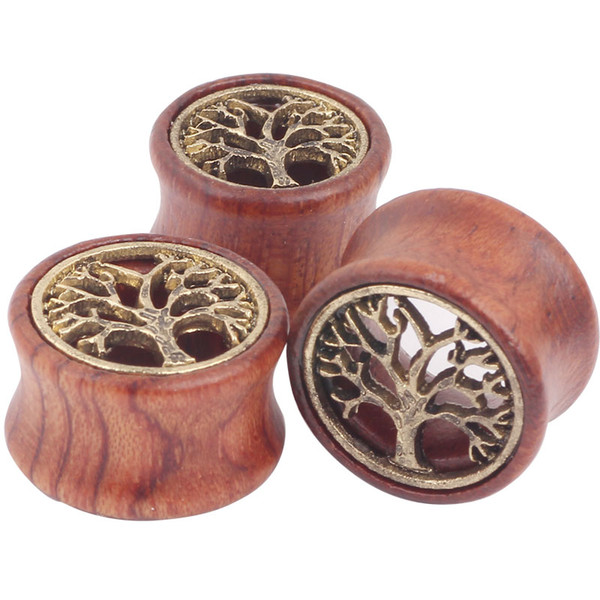 Sena Piercing Plugs Wholesales 2016 New Tree Of Life mix 7 size 70pcs Flare Ear flesh tunnel Gauges Wood Ear Plug