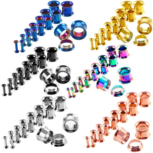 6 Color Ear Stretching Kit Plugs Ear Plug Ring Expanders Tunnel Screw Fit Ear Plugs Gauged Jewelry 16pcs/Set G84L