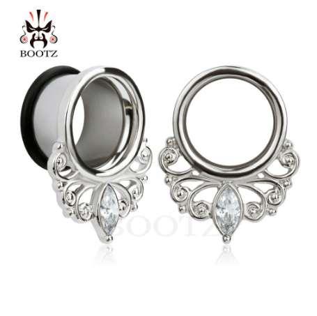 KUBOOZ Piercing flared ear tunnel plugs silver ear piercing dangle expander gauges pair selling 2pcs/ lot body jewelry