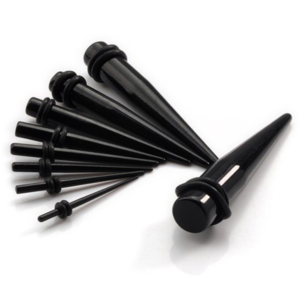 1.6-20mm 14pcs/lot Black UV Acrylic Ear Stretching Tapers Expander Plugs Tunnel Body Piercing Jewelry Kit Gauges Bulk Earring Promotional