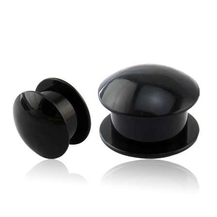 1 pair Acrylic Black Round Fashion Ear Plugs Tunnel Expander Gauges Piercing Screw Fit Acrylic Ear Plugs Body Piercing Jewelry