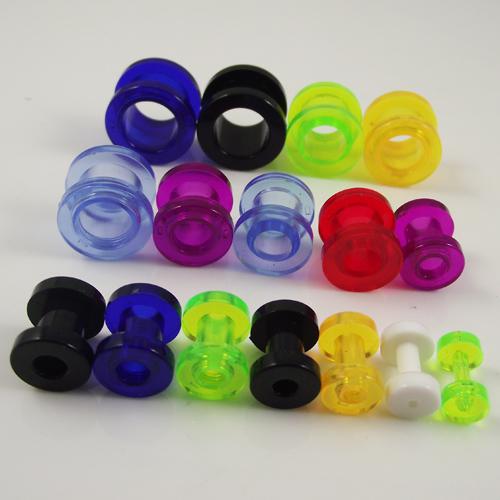 160pcs Free Shipping transparent Colorful Ear Expander Stretchers Ear Plugs UV Piercing Jewelry MIXE