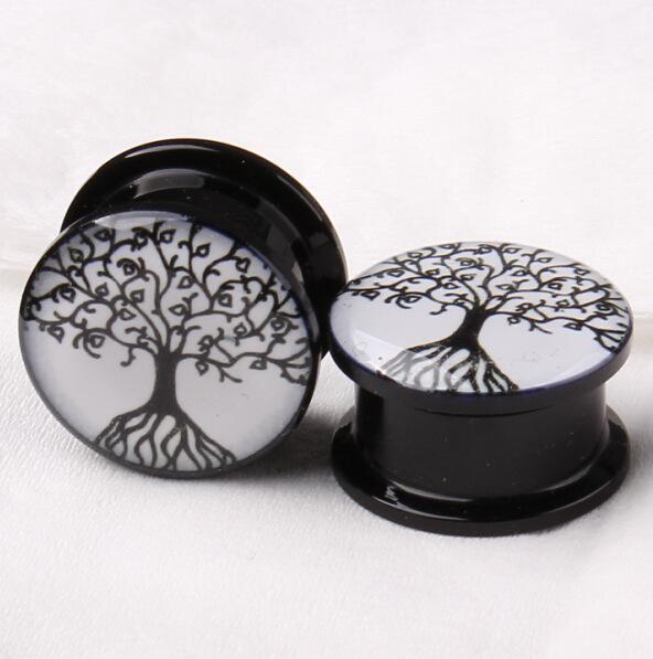 Tree of life Steel Ear Plugs Women Men 1pair/Lot fashion flesh tunnels ear plugs big gauge piercing Tree Logo ear expanders piercing body j