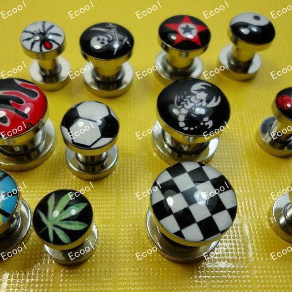 Wholesale Jewelry Enamel Ear Tunnel Plug Kit Stretcher Stainless Steel Expander Piercing Bulk Lots LR323 Free Shipping