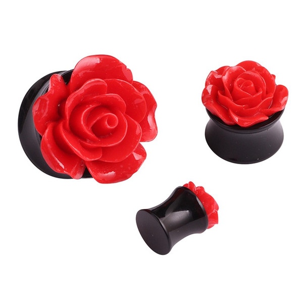 Pair Fashion Rose Flesh Tunnels Ear Plugs Tunnels Piercing Body Jewelry Summer Style Acrylic Resin Ear Expander Stretcher Reamer