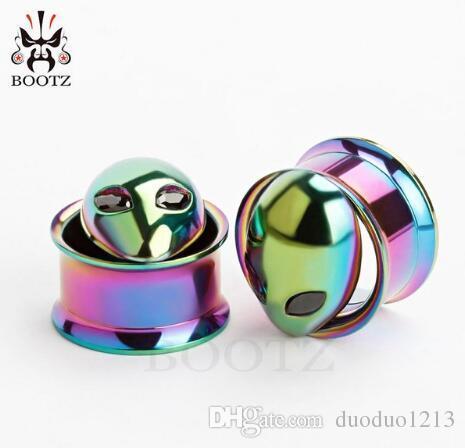 30pcs/lot hot sale new 2019 fashion blue tunnel stainless steel ear plugs Alice design body jewelry screw ear gauges wholesale