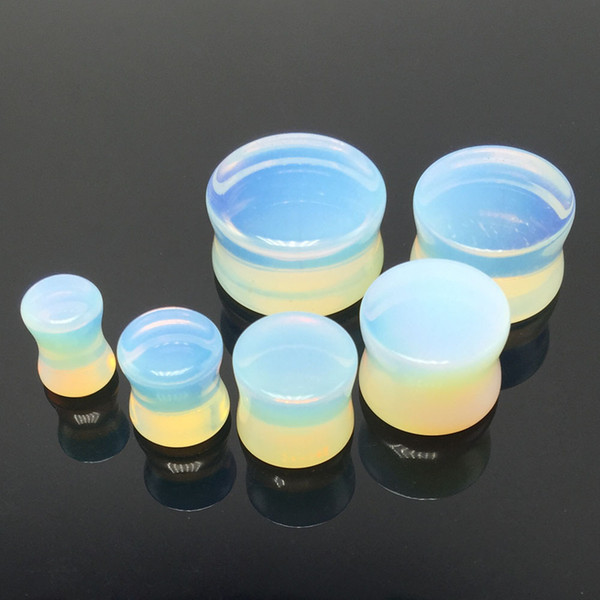 2 pcs Opal Stone Ear Plugs Tunnels Expander Piercing Body Piercing Women Jewelry Fast Free Shipping