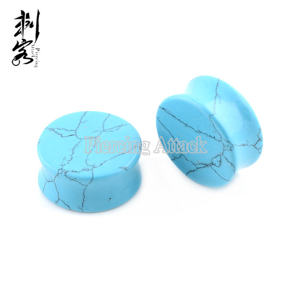 New Arrival Turquoise Oval Ear Tunnels Double Flare Plugs Natural Stone Ear Plugs Free Shipping Wholesale Lot of 9pcs