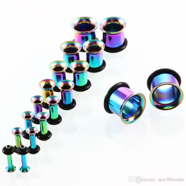 6 Colors Ear Tunnels Stretching Kit 14G-00G Stainless Steel Gauge Plugs Set Single Flared Expanders Body Jewelry Christmas Gift G82LR