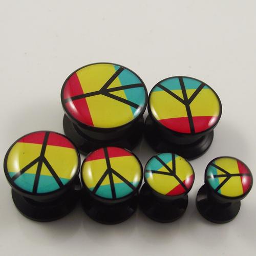 60pcs Free Shipping SUN UV LOGO Peace Ear Plug,UV Body Jewelry Ear Expander Flesh Tunnel Piercing