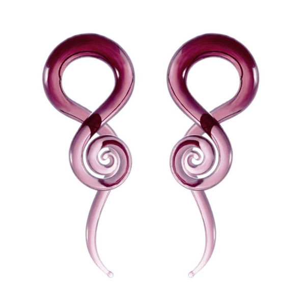 1 Pair Purple Glass Ear Tunnel Spiral Snail Ear Plug Flesh Stretcher Expander Earrings Body Piercing Jewelry 5mm,6mm,8mm,10mm,12mm,14mm