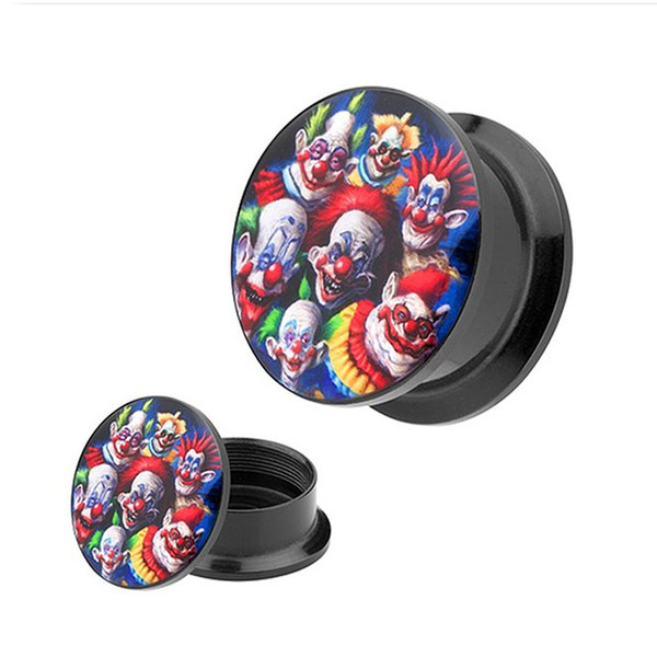 Wholesale acrylic screw fit ear gauges Clown ear plug gauges flesh tunnel plugs ear expander