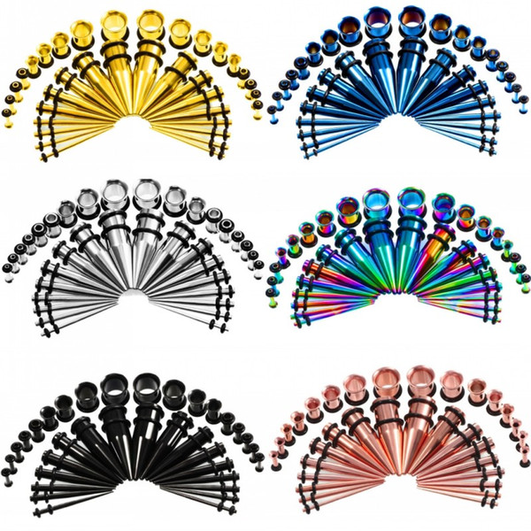 6 Styles Ear Gauge Taper And Plug Stretching Kits Flesh Tunnel Expansion Body Piercing Jewelry Earring Gift 36Pcs/Set G79L